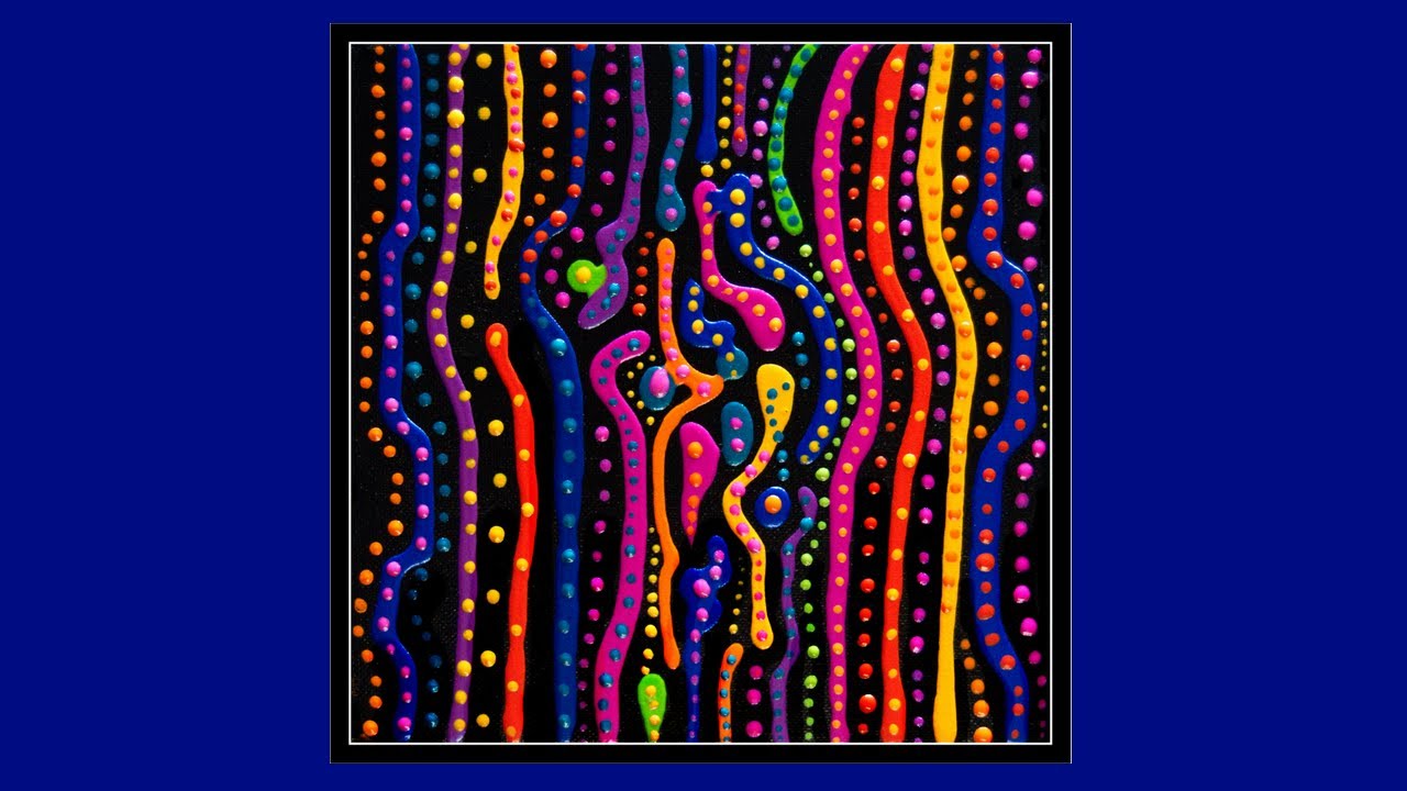Fun Simple Colorful Lines & Dots #9558 Striking Contemporary Art Fluid Acrylics 12.20. 2023