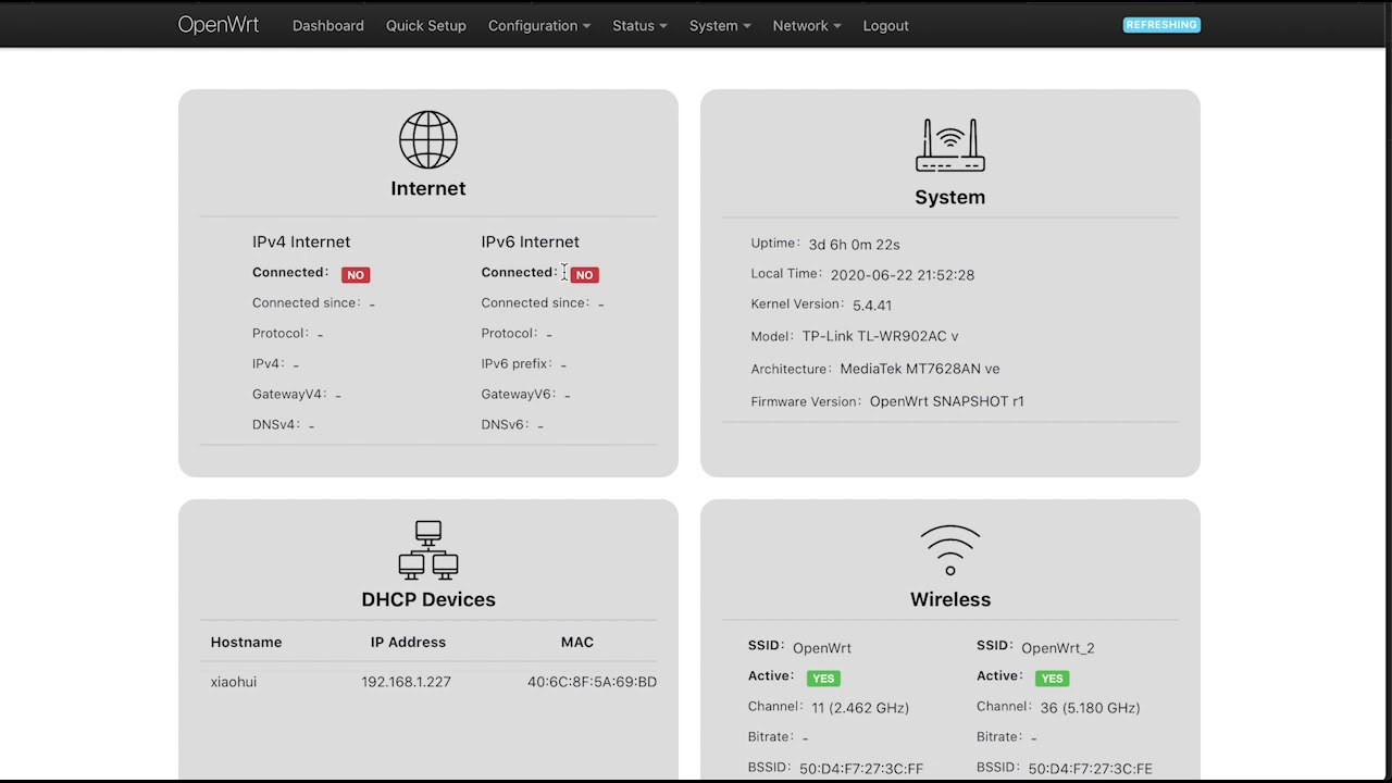 Демонстрация - новый веб-интерфейс LuCI OpenWrt