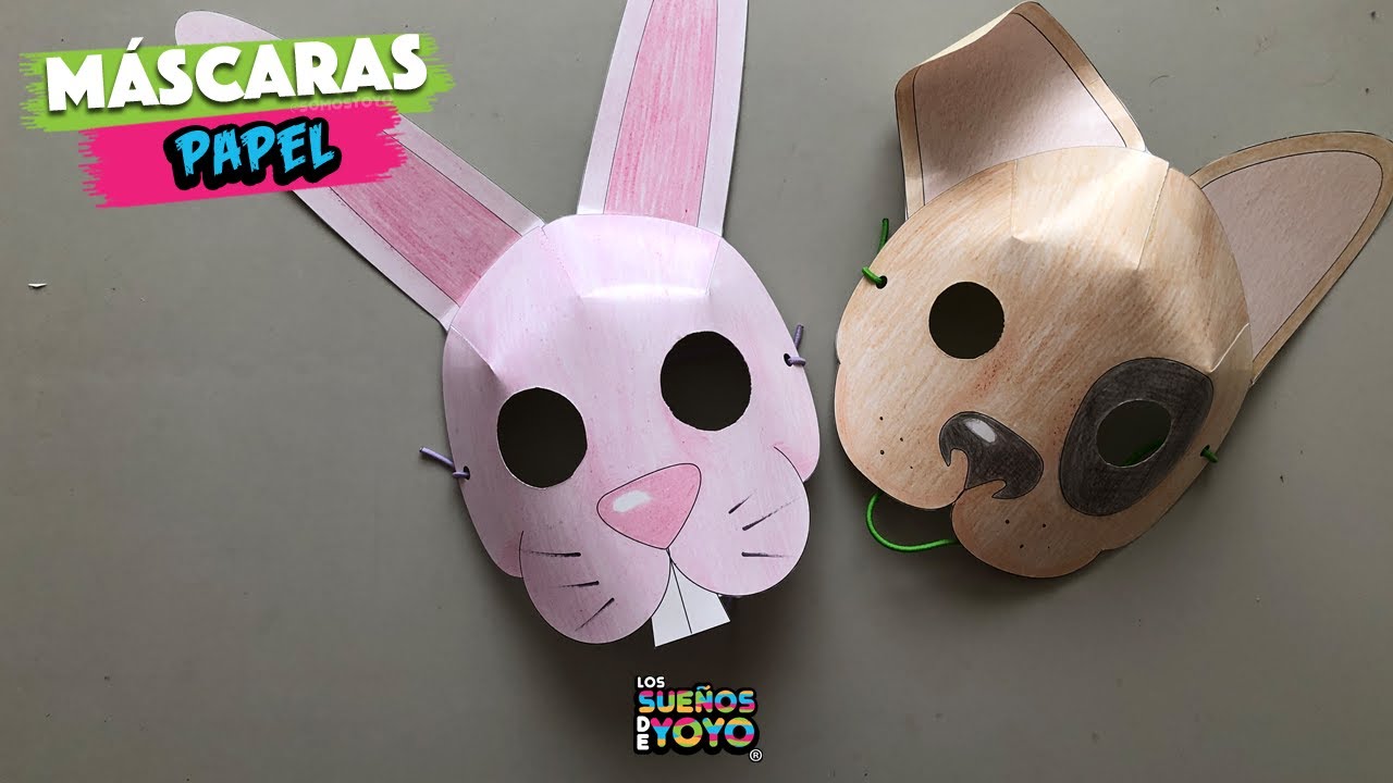 Máscaras de papel rápidas (conejo y perro) Carnaval / Primavera