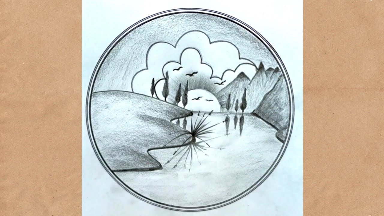 Beautiful Scenery Drawing with Pencil | Step by Step Tutorial