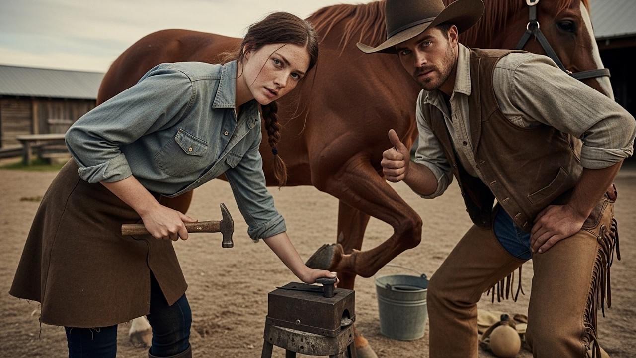 The Cowboy Found Her Trying To Shoe Her Own Horse, He Showed Her How And Let Her Do The Next One