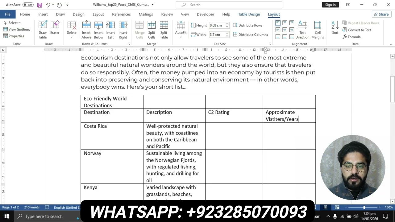 Exp25_Word_Ch03_Cumulative_Tourism | Exp25 Word Chapter 3 Cumulative Tourism