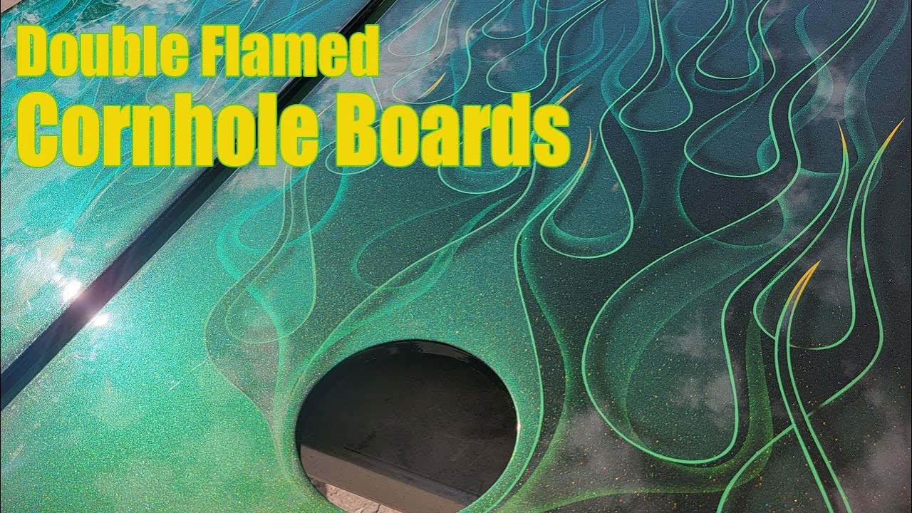 Custom Painted Cornhole board - colorshift ghost double flame job