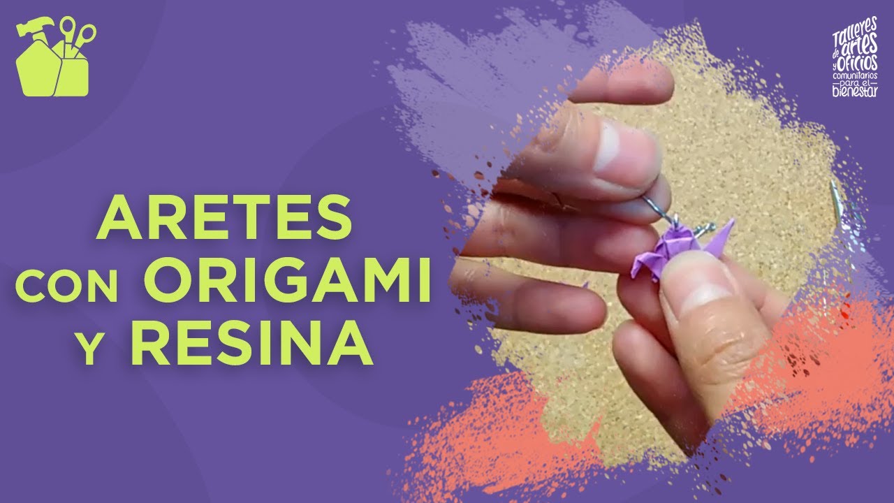 Aretes con origami y resina