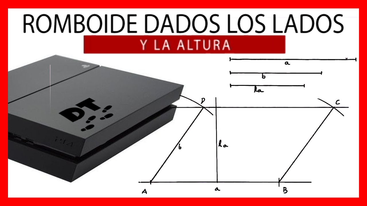 👍 Romboide dados los LADOS y la ALTURA 📐 Construcción de un romboide paso a paso