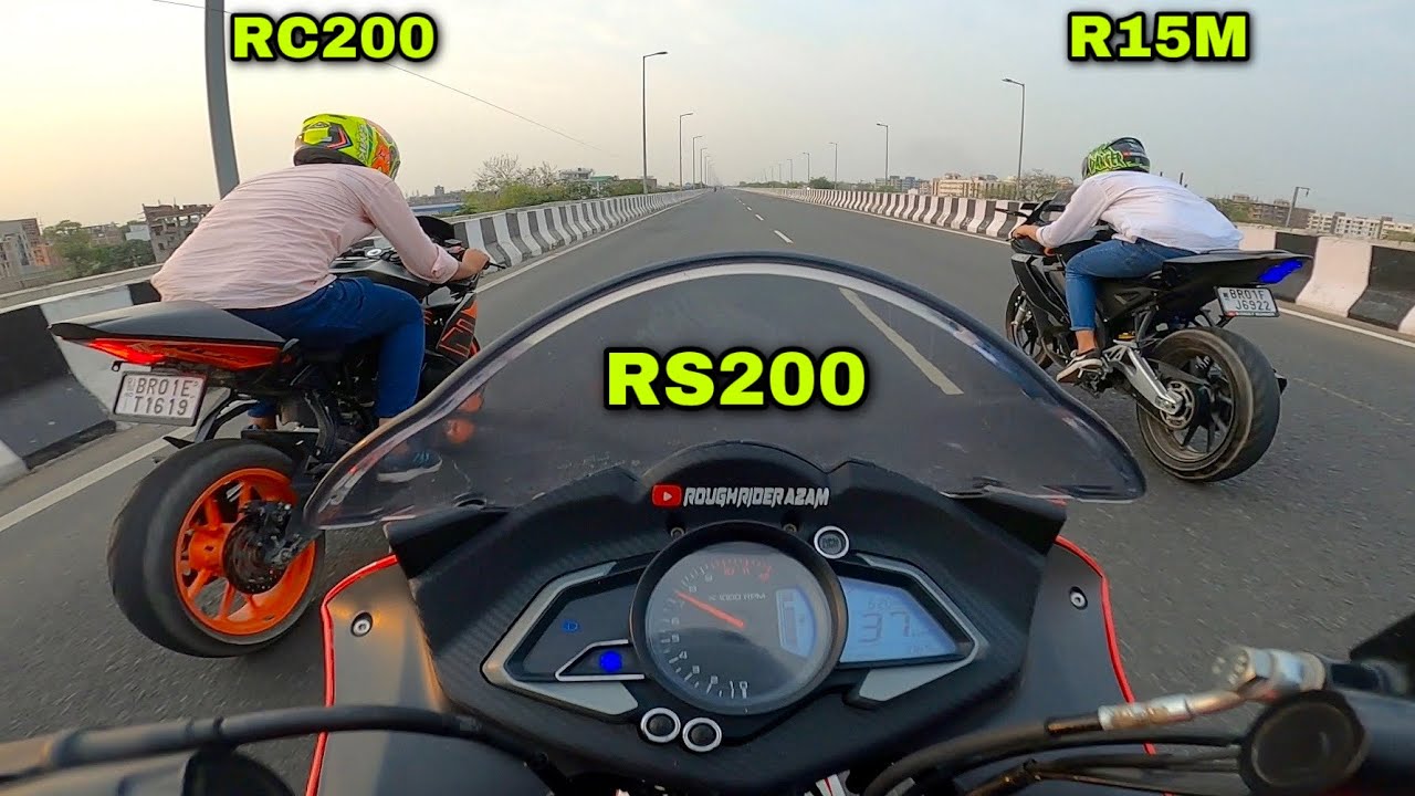 RS200 vs RC200 vs R15M | Takkar ki Street Race | Drone Shot of Marine Drive PATNA 😍