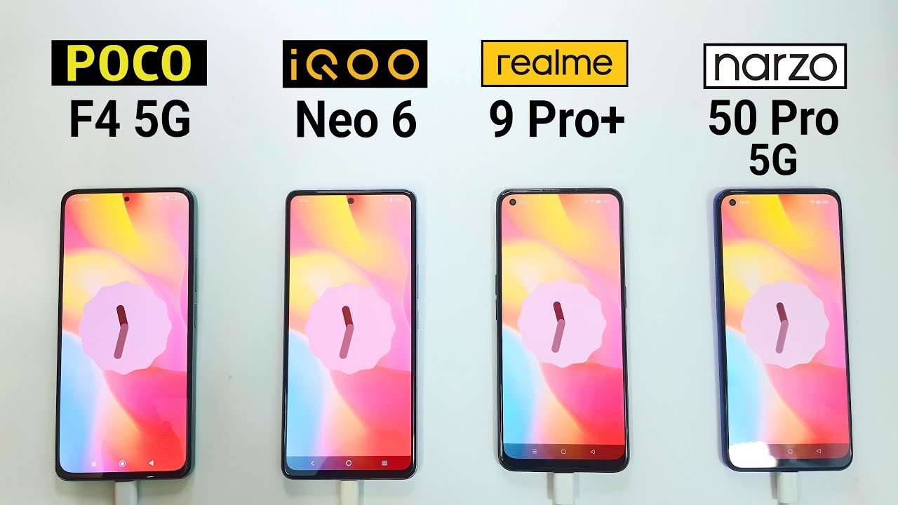 Full Battery 🔋 Drain Test - iQOO Neo 6 vs Poco F4 5G vs Realme 9 Pro Plus vs Narzo 50 Pro 5G