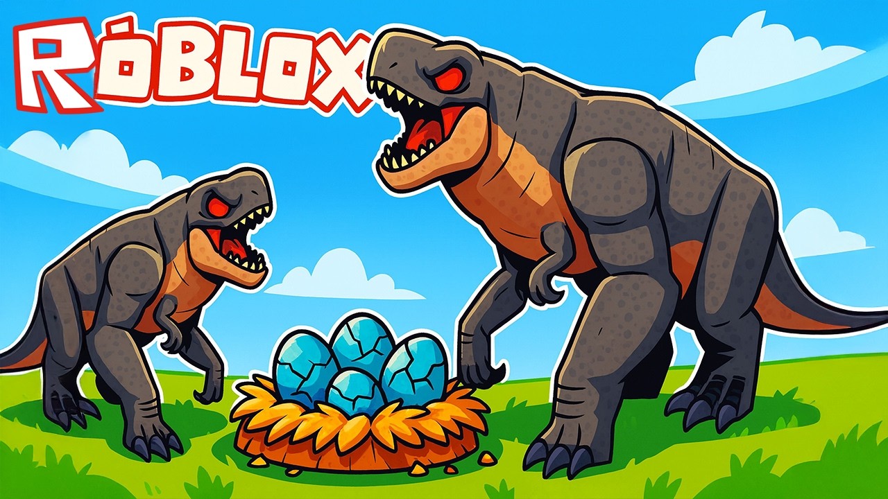 TENHO QUE PROTEGER MEU FILHOTE! GIGANTE D-REX DINOSSAURO MUTANTE! DISTORTUS REX ROBLOX