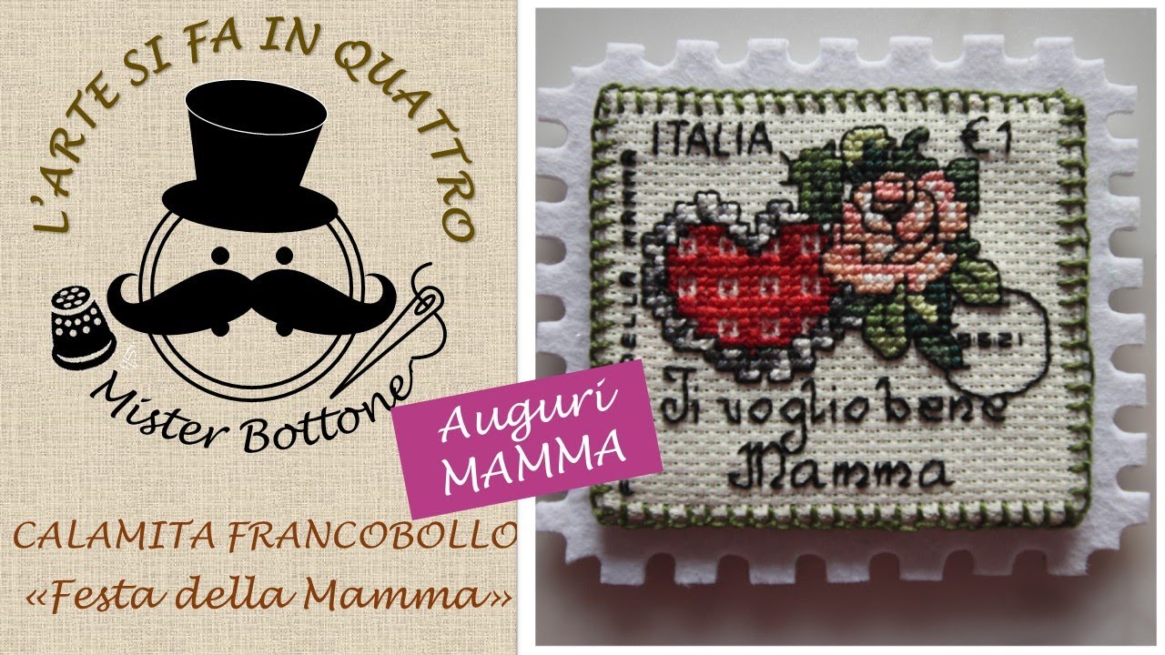 Idea regalo per FESTA DELLA MAMMA | fai da te | Calamita francobollo con ricamo punto croce