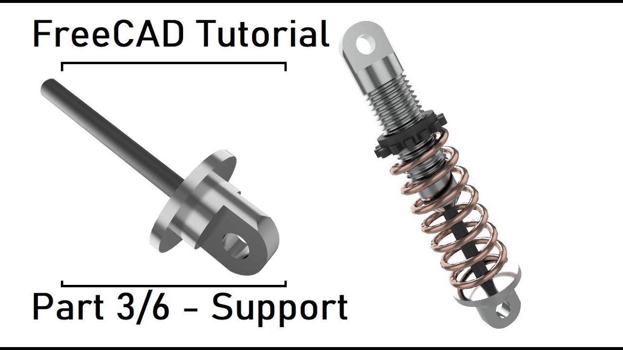 FreeCAD Tutorial Part 3/6 | Creation the Support of Shock Absorber in PartDesign Workbench