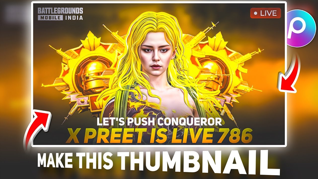 How To Make This Amazing Runk Push Thumbnail In PicsArt | BGMI/PUBG Thumbnail Tutorial