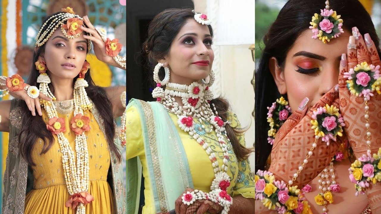 Beautiful Real flower jewellery designs  for Mehndi and Haldi ceremony