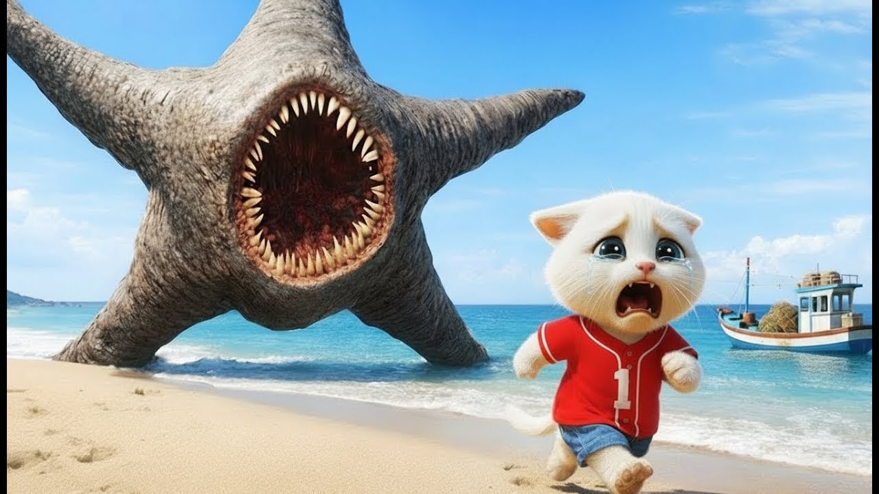 😱TERRIFYING!! Giant Starfish Traps Kitten⚡Cat In Huge Danger Now!! | AI Cat Story CAT STORY