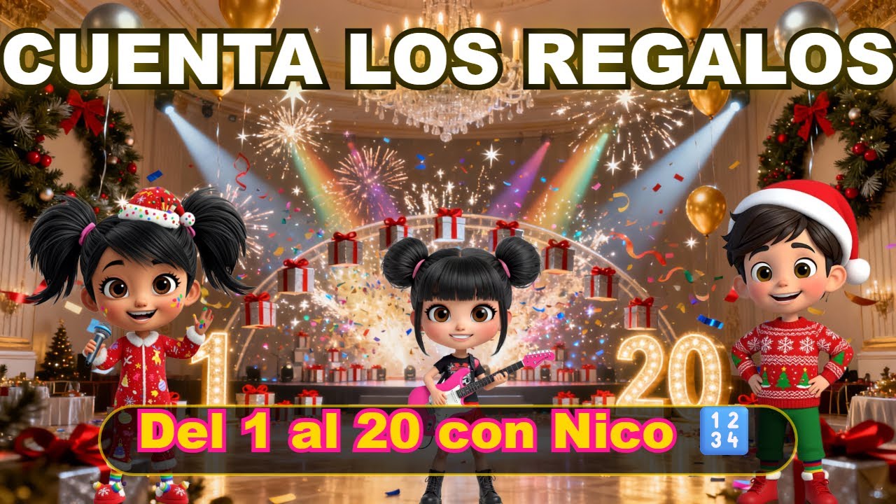 🔢 APRENDE a CONTAR del 1 al 20 🎁 Cuenta los Regalos de Navidad con Nico N&uacute;meros | Canci&oacute;n Educativa