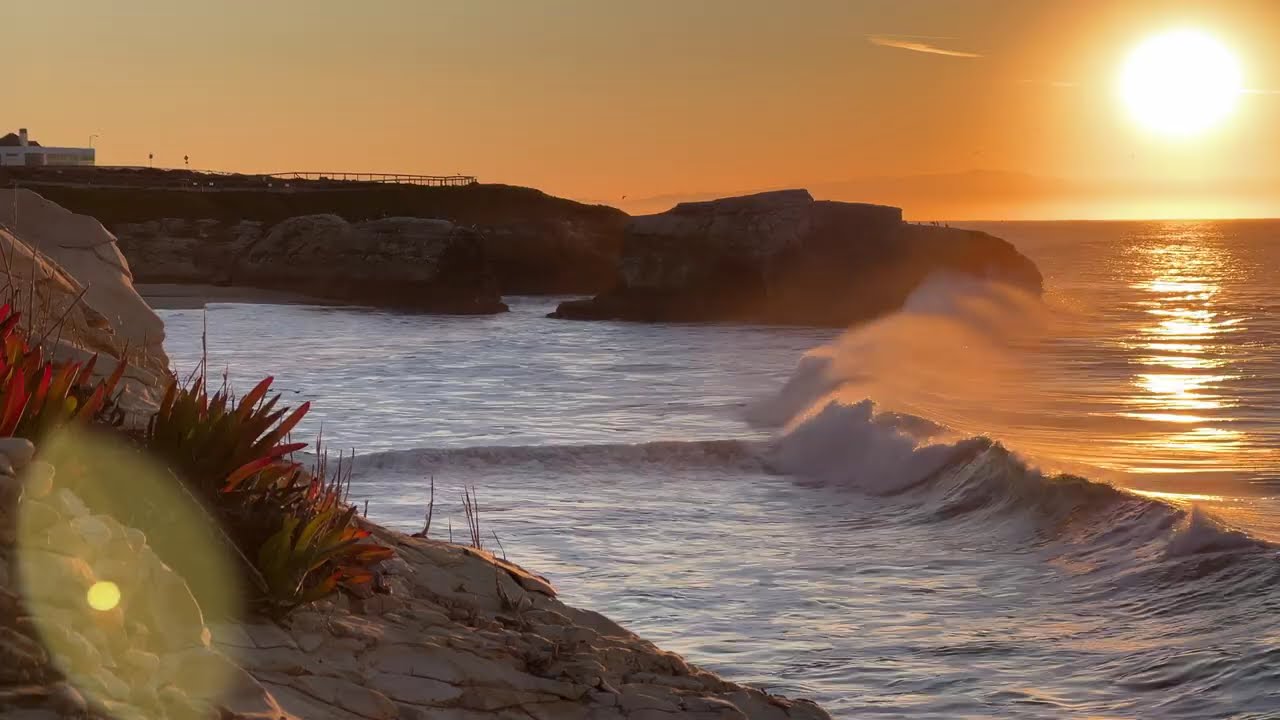 30 Minutes of Ambient Ocean Noise at Sunrise | Natural Bridges State Beach