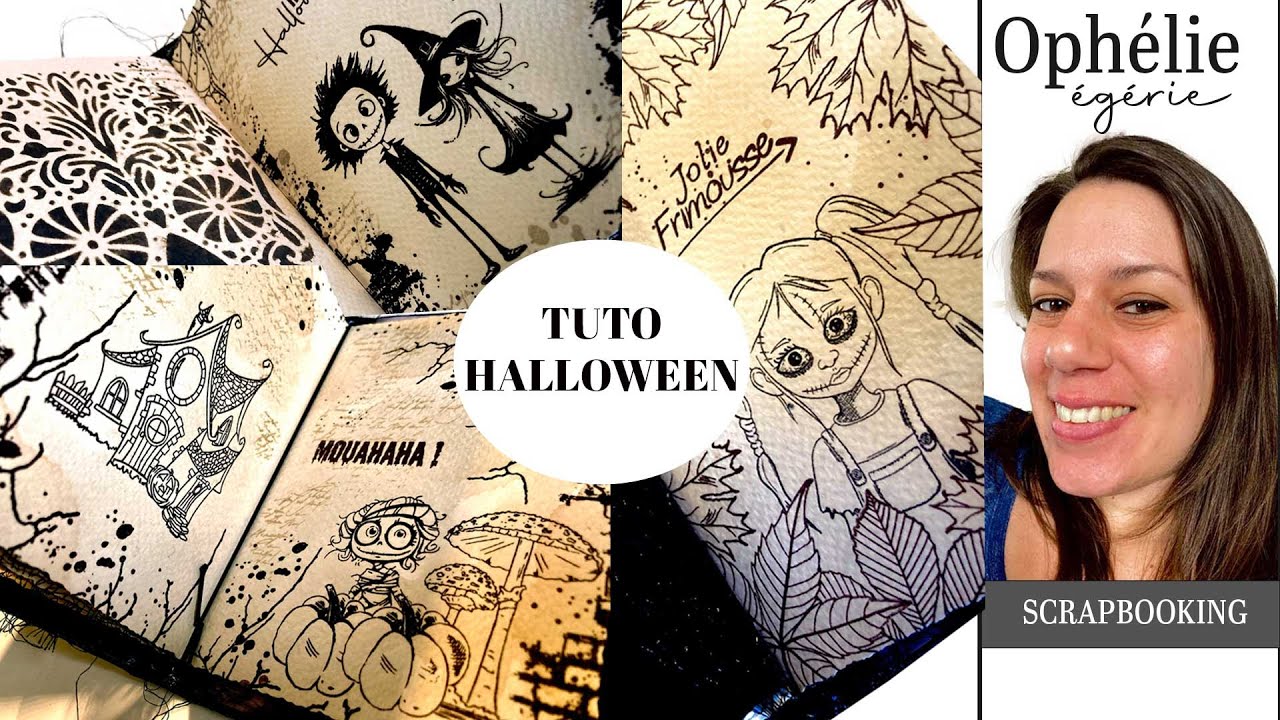 Décorez Votre Carnet Créatif Halloween avec Ophélie | Tuto Scrapbooking vec la technique du cache