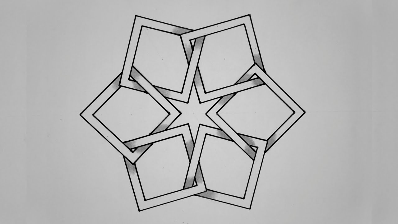 How To Draw A Simple Pentent Design || Celtic Knot Drawing || Square Geometric Pattern #celticknot