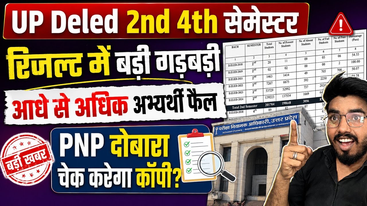 बड़ी खबर 📢 UP DELED 2nd 4th सेमेस्टर रिजल्ट में बड़ी गड़बड़ी आधे से अधिक अभ्यर्थी हुए फैल/ #deled 