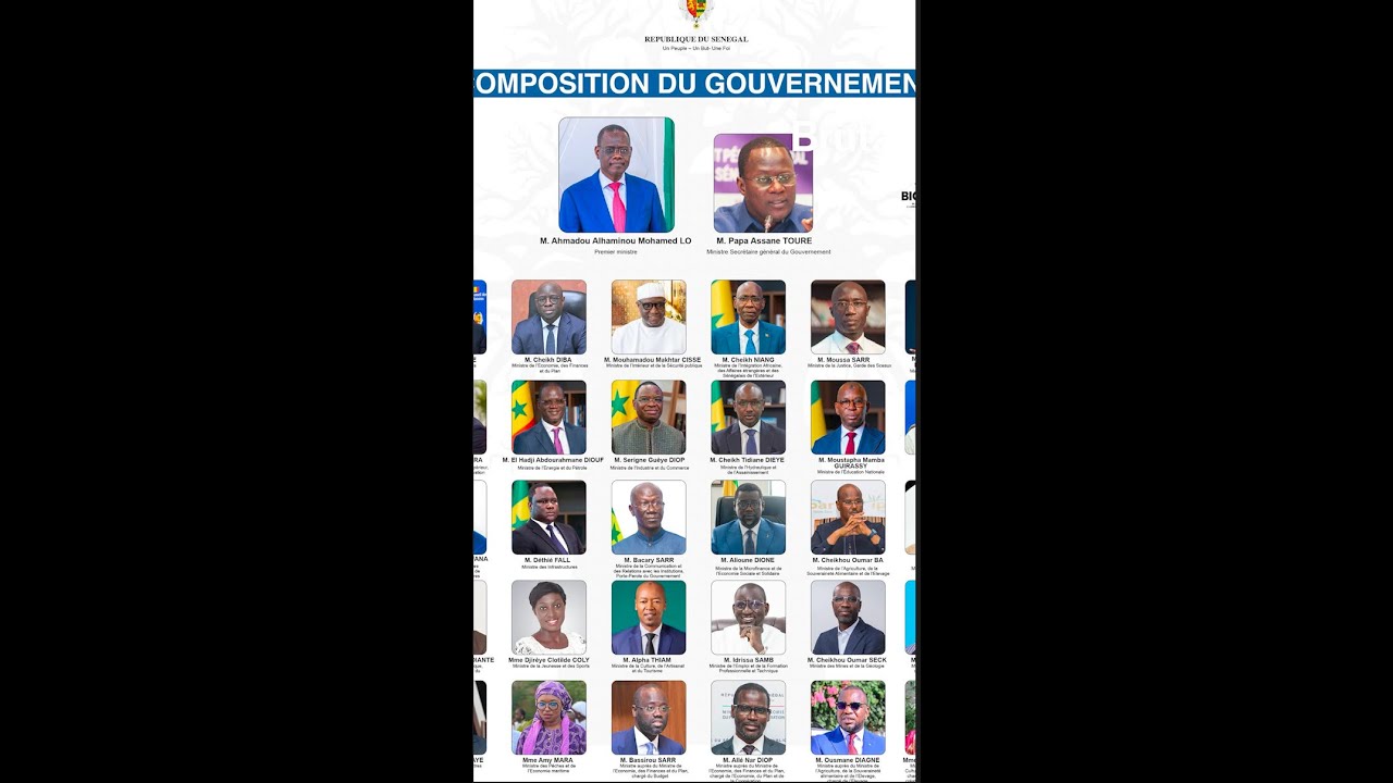 🇸🇳 S&eacute;n&eacute;gal : le nouveau gouvernement nomm&eacute; sans membre du Pastef.