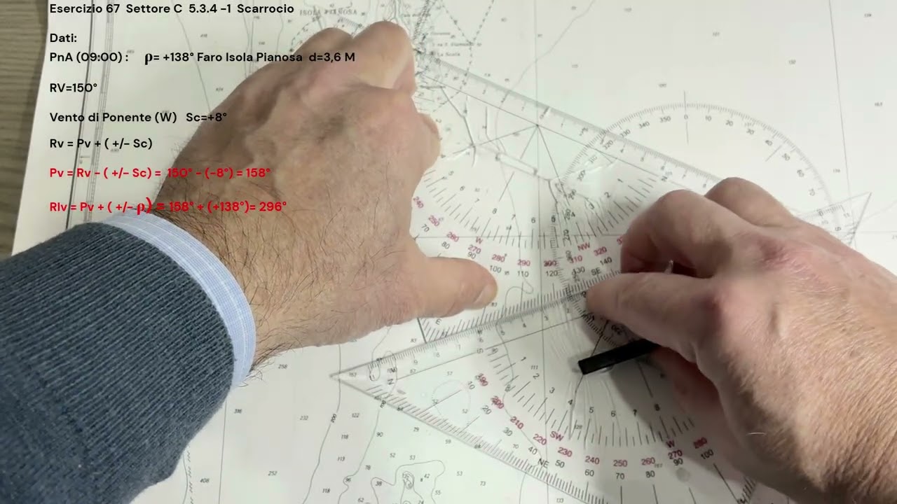 Patente Nautica ep. 67 - Carteggio Oltre Mappa 5D - Scarroccio (Esercizio 67 - 5.3.4-1)