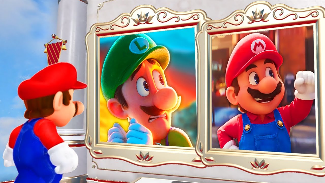 What happens when Mario enters the Movie Mario & Luigi Paintings in Super Mario Odyssey?
