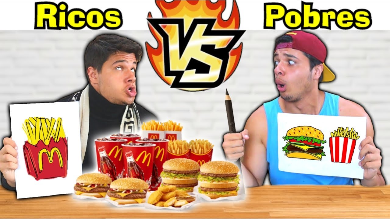 RICOS VS POBRES QUEM FIZER O MELHOR DESENHO COME LANCHE DO MC DONALD'S #73