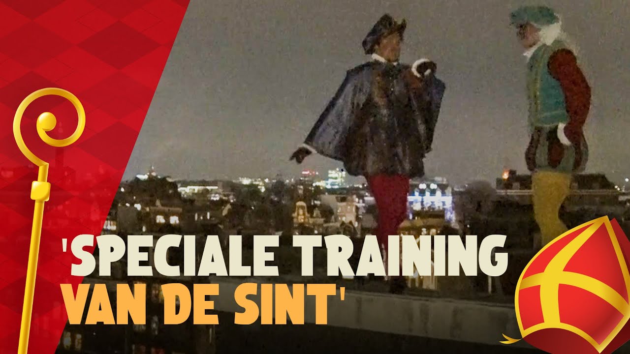 Piet laat zien hoe hij cadeautjes rondbrengt op pakjesavond