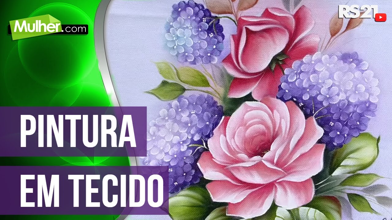 Pintura de tecido rosas hortênsias por Ana Laura Rodrigues -29/05/2014 - Mulher.com - Parte 2/2