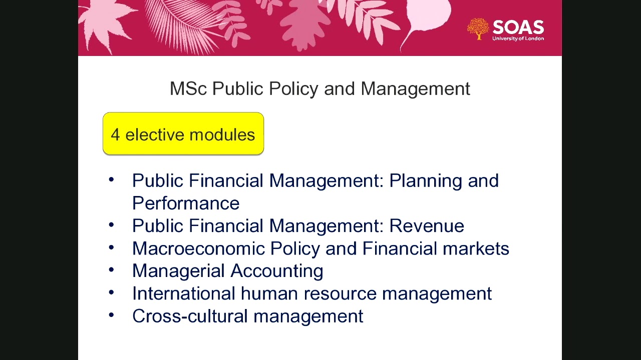 Policy and Management Programmes SOAS University of London