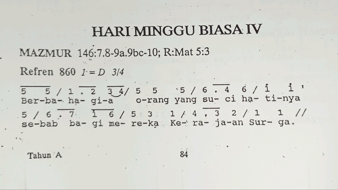 Mazmur Tanggapan dan Alleluya//Edisi Lama//Minggu Biasa IV//Tahun A//1 Februari 2026
