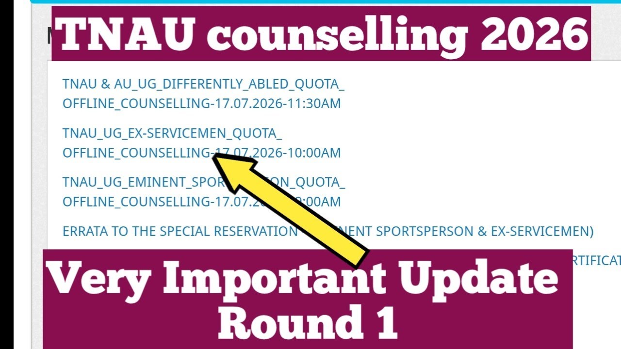 Tnau counselling 2026 | Round 1 | Important Update | seat allotment update | How to check? | 2026
