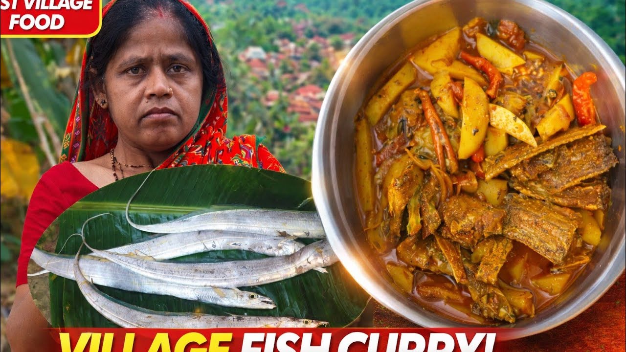 Ribbon fish curry and rice eating रिबन फिश करी मुंह में पानी आ गया😋
