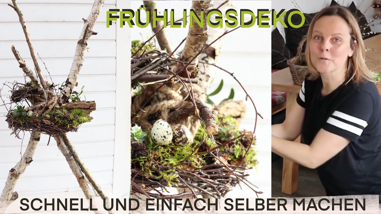 🌟DIY: Frühlingsdeko günstig für Eingangsbereich/ Garten aus Naturmaterial Birkenästen Sukkulenten