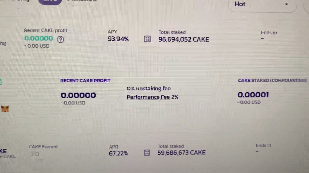 PancakeSwap syrup pool harvesting cake with BnB to USDt￼ and sending using Metamask