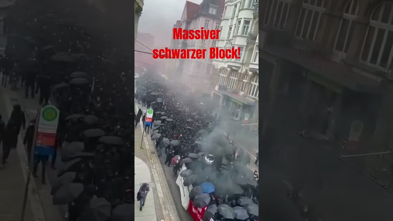 Massiver schwarzer Block! #politik #protest #polizei #ostdeutschland #osten