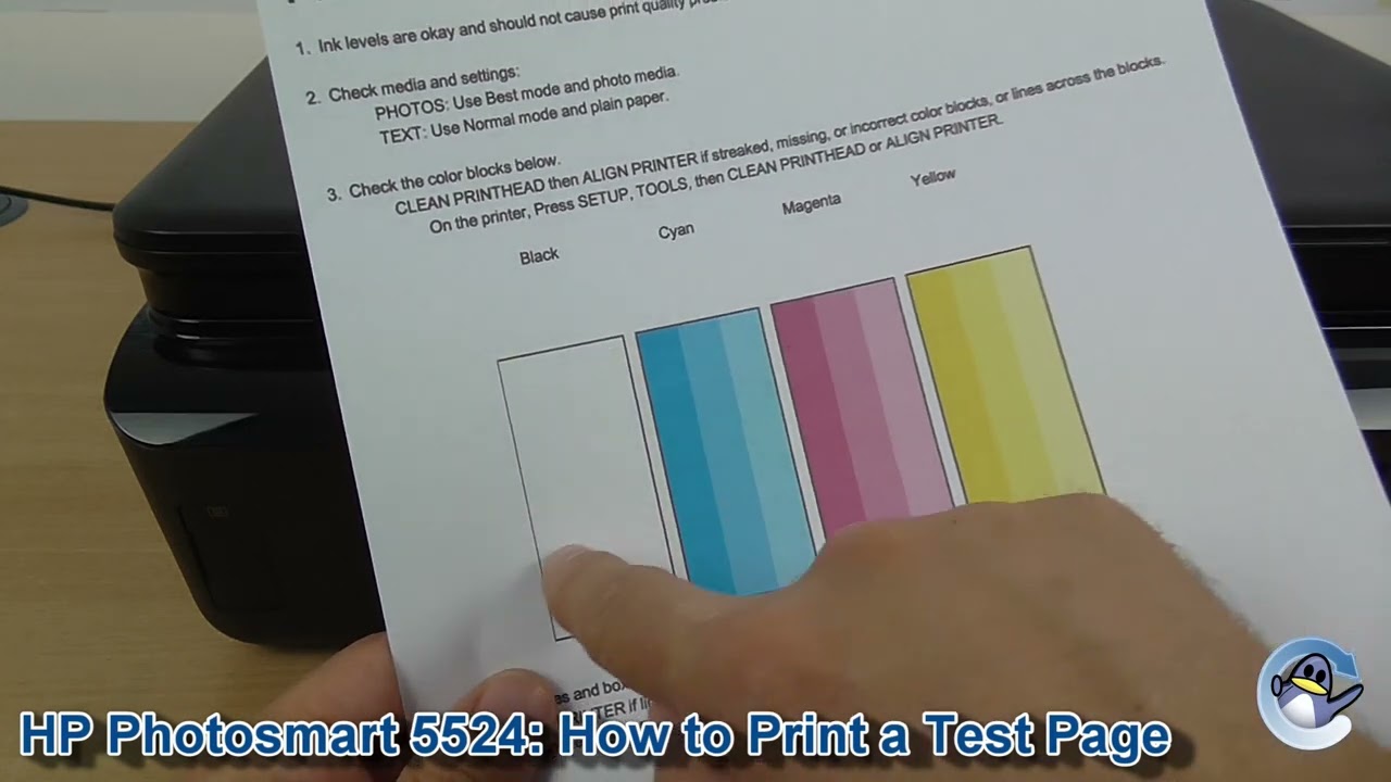 HP Photosmart 5524: How to Print a Quality Test Page/Report