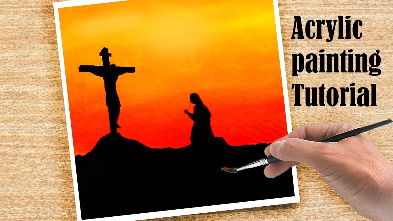 Holy Cross Easy Acrylic Painting | Step by Step Tutorial For Beginners