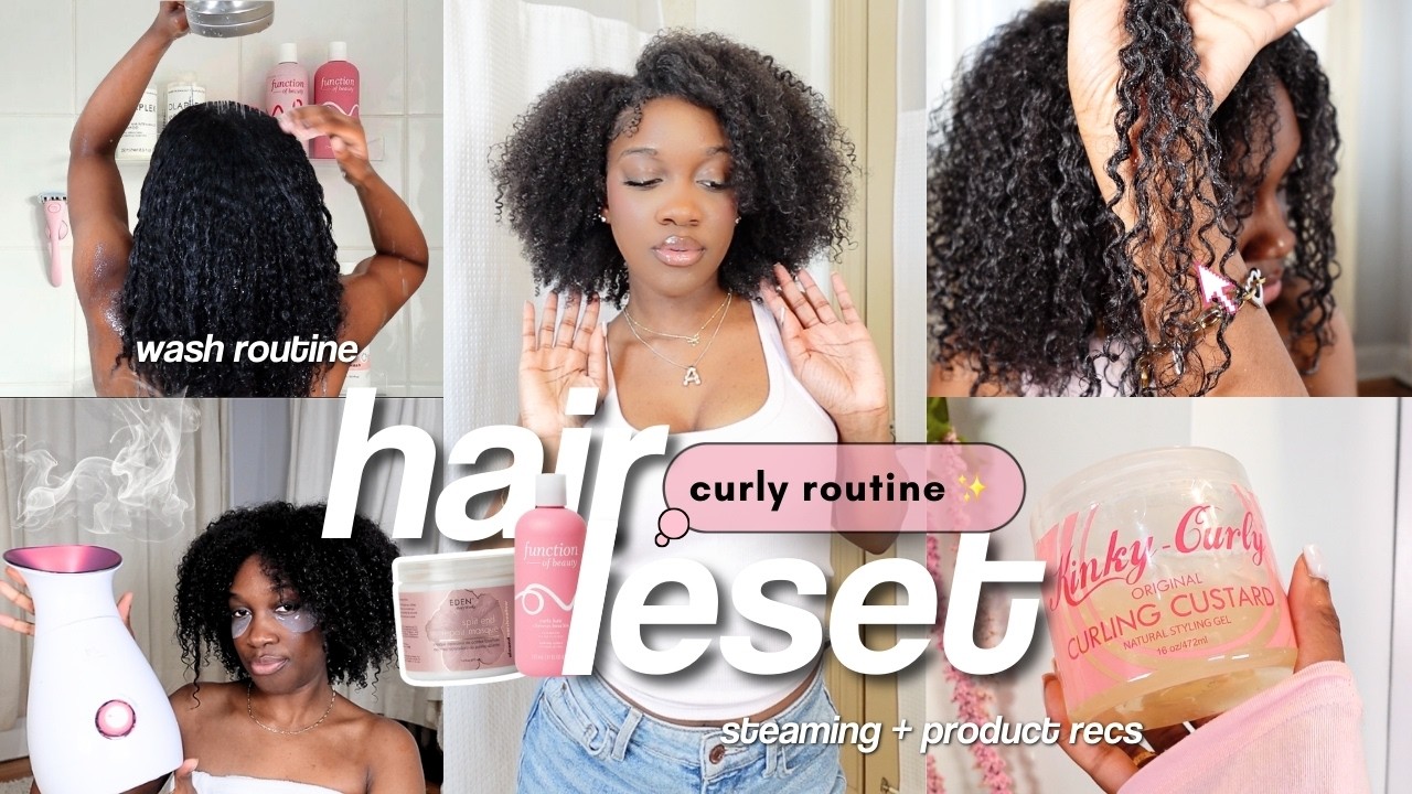 CURLY HAIR RESET ROUTINE 🎀 my low porosity wash day routine for moisturized hair and defined curls