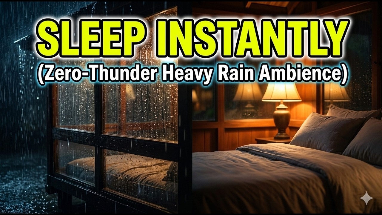 Cozy Bedroom Sanctuary: Soft Rainfall on Glass & Warm Cabin Ambience | Relaxing for Insomnia Relief