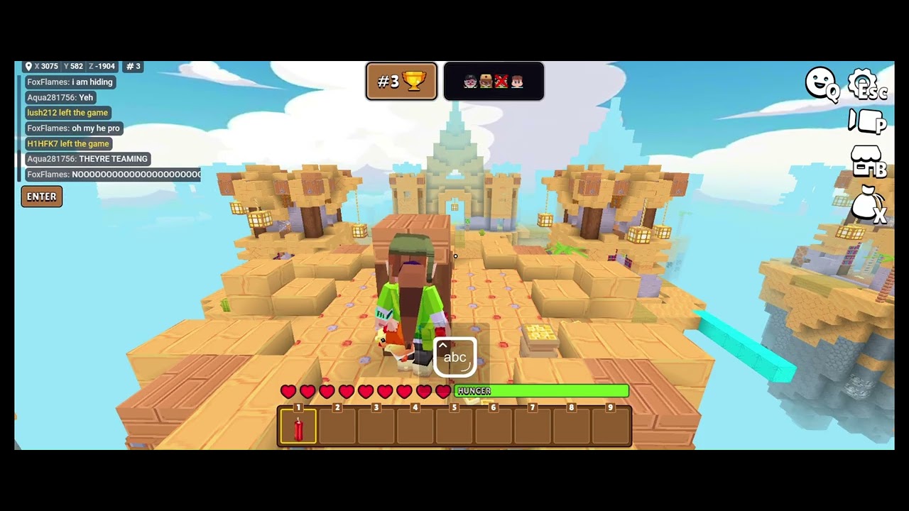 I can only play when there is 2 players left?残り2人になった時だけプレイできるんですか？只有当场只剩下两名玩家时我才能玩!#minefun#skywars