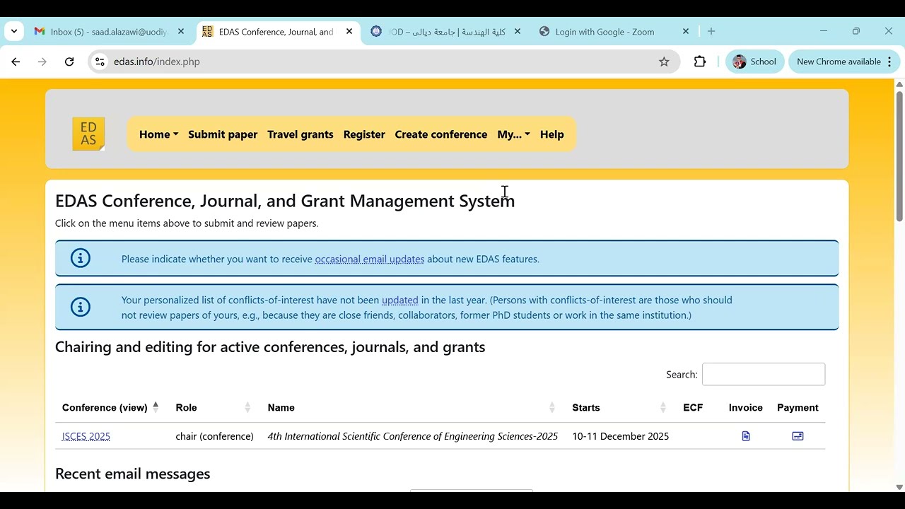 1. Conference Configuration through Edas- Step 1