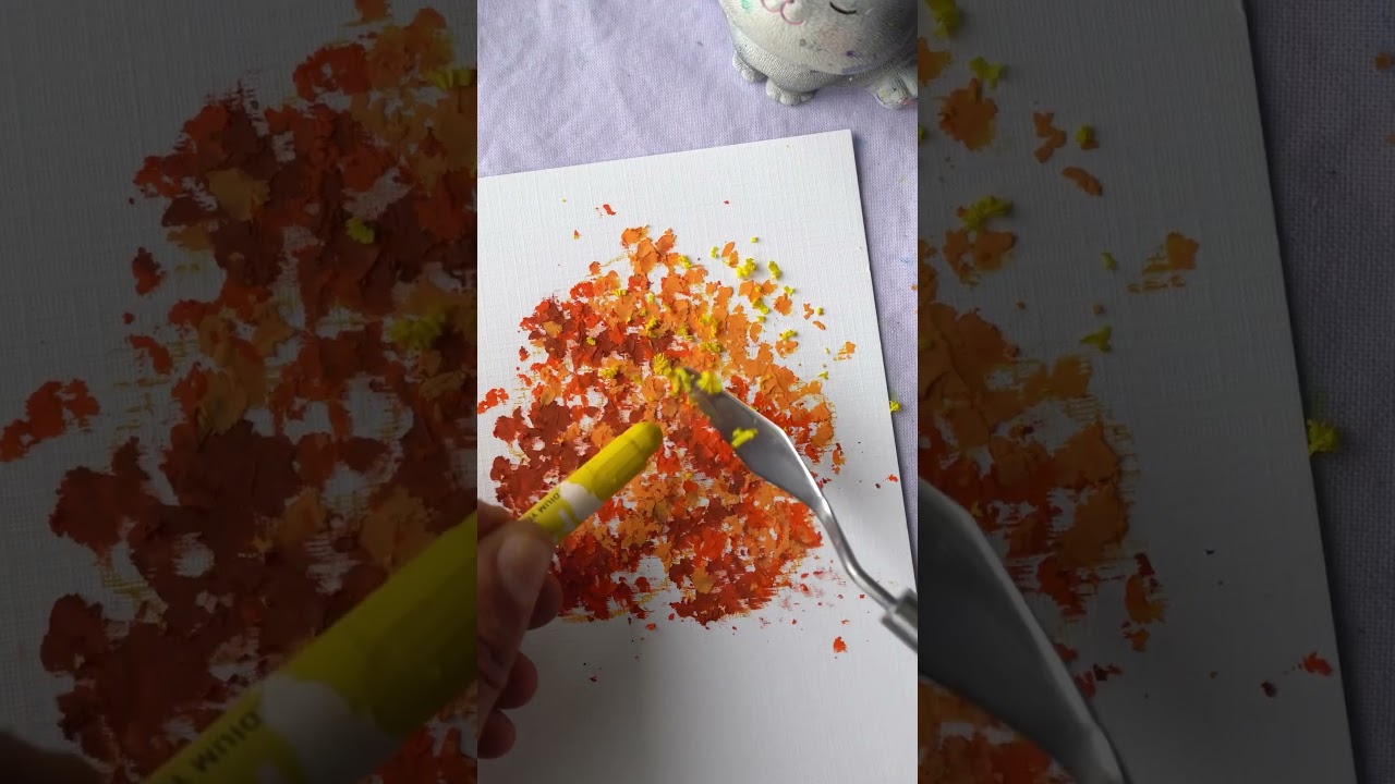 Easy oil pastel technique- autumn tree 