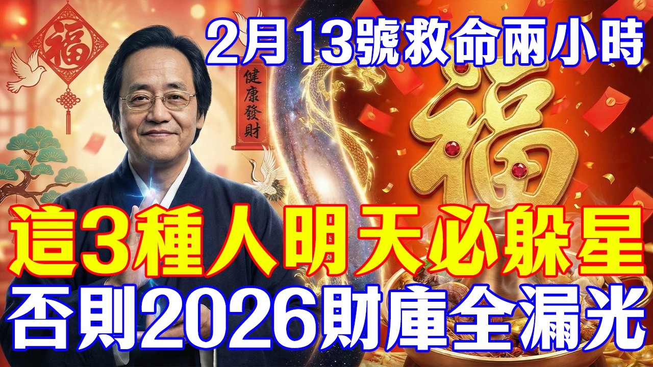 倪海廈：就在明天！2月13號，臘月二十六「躲星」只有兩小時！這3種人如果沒躲過，2026年註定要破財！千金難買早知道！#倪海廈#2026運勢#赤馬紅羊劫#中醫養生#躲星#避邪#經方