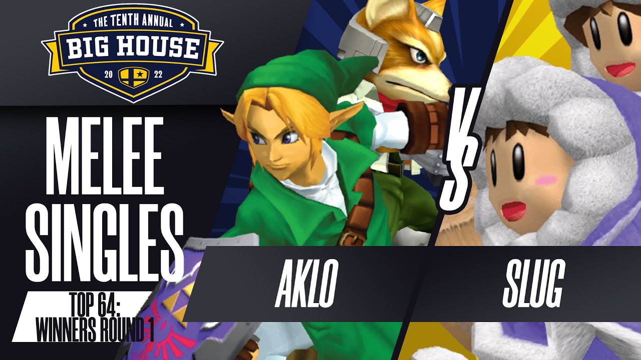 Aklo vs SluG - Melee Singles Top 64: WR1 - The Big House 10 | Link, Fox vs Ice Climbers
