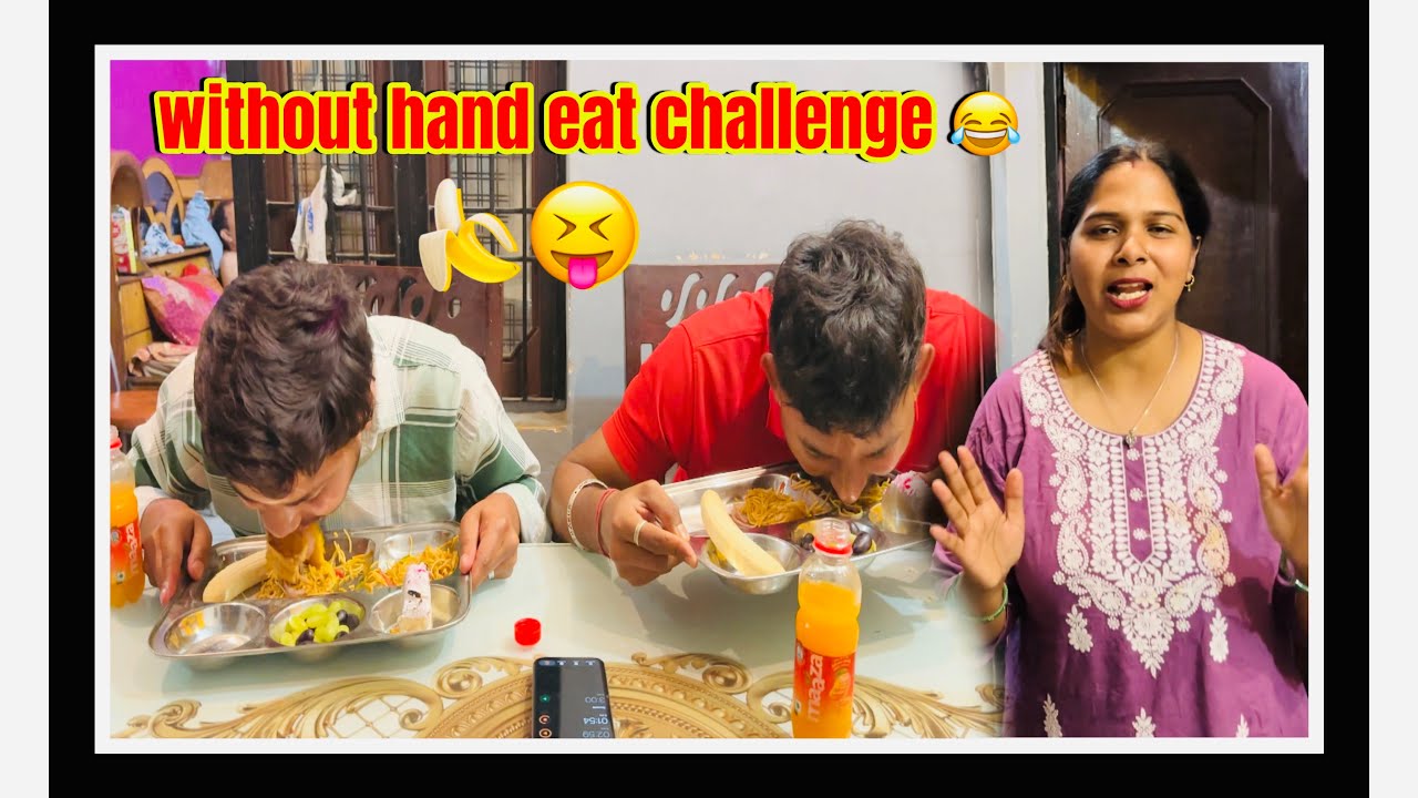 Without Hand Touch Eat Food Challenges 🥘😝Dono Devar Ko Diya Challenges 🫢/: #youtube #viralvideo 