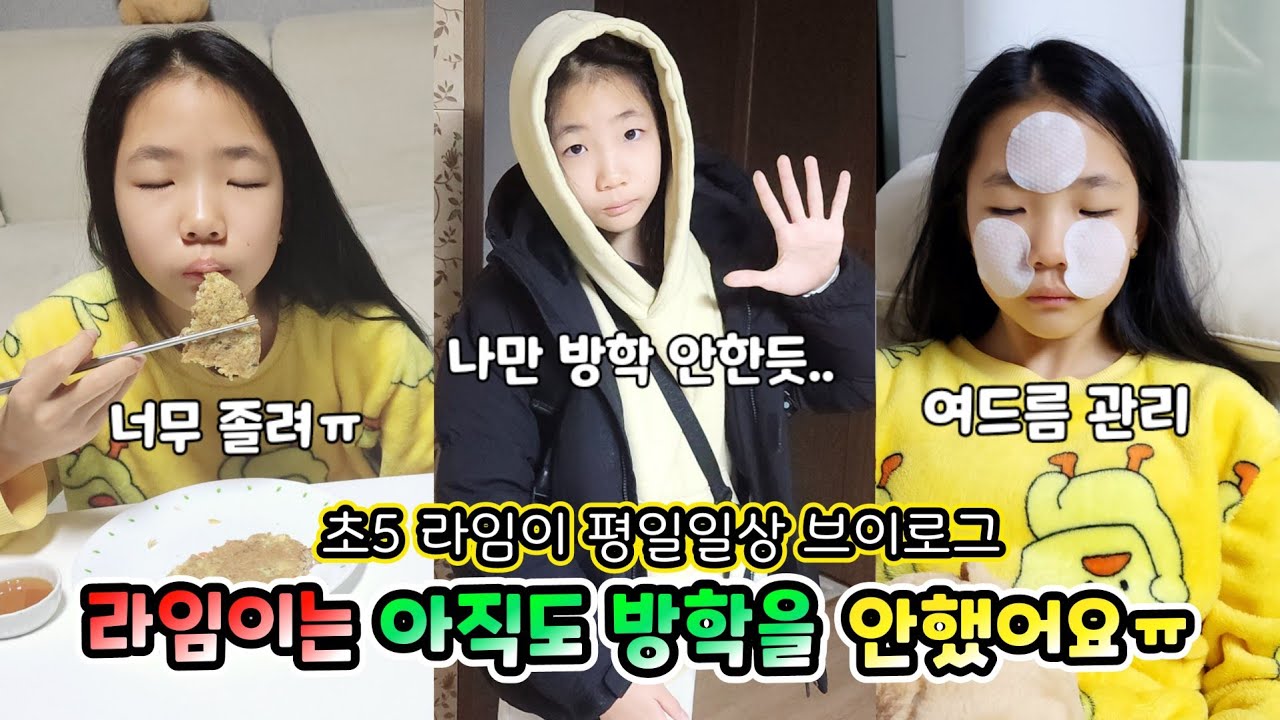 아직도 방학을 안했어요 ㅠ 초5라임이 평일 일상을 소개합니다 롤롤라임팸 가족일상브이로그