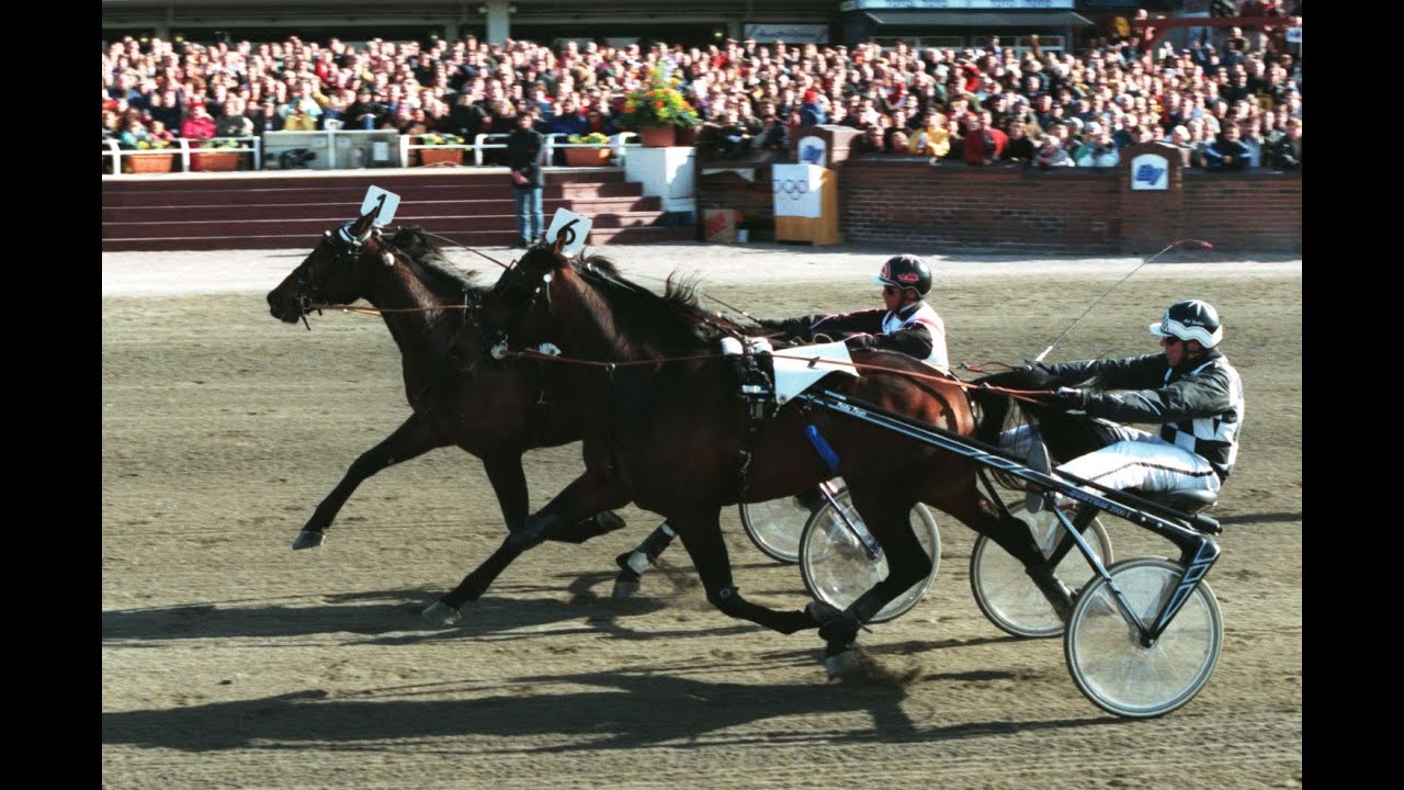 Scandal Play & Bo Eklöf vinner Olympiatravet (800 000 kr) på Åby 1997.
