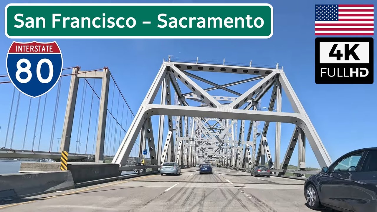 San Francisco to Sacramento, California USA | 4K ASMR Scenic Drive