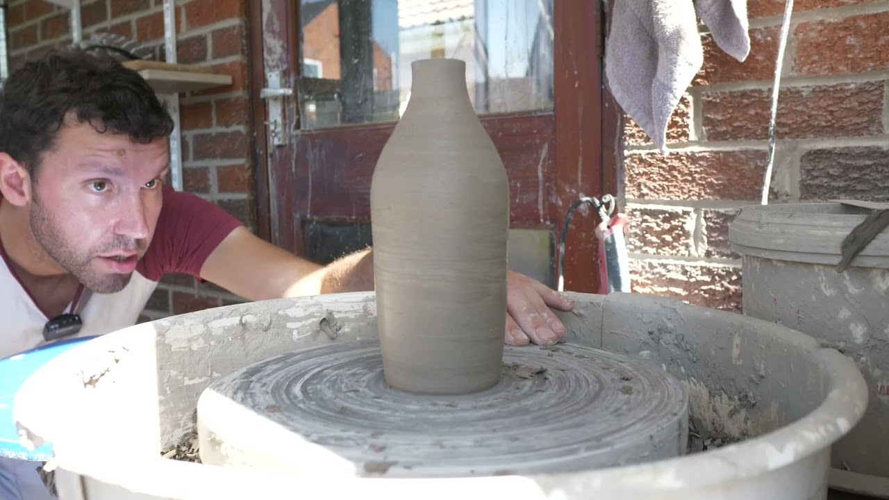 Trimming My Oil Bottles - Stoneware Pottery