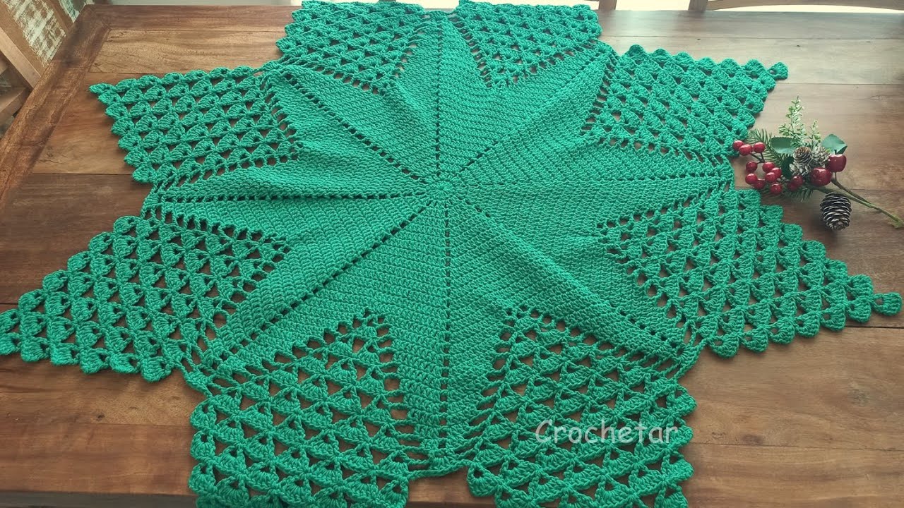 Toalha Natal crochê Grande e Redonda PARTE 2 - Professora Maria Rita